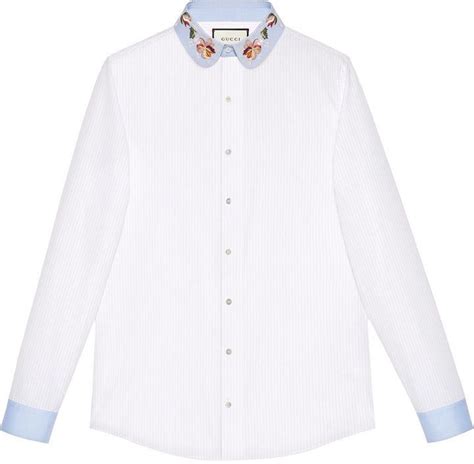 gucci peter pan collar poplin shirt mens ss16|Cotton poplin shirt with Gucci detail .